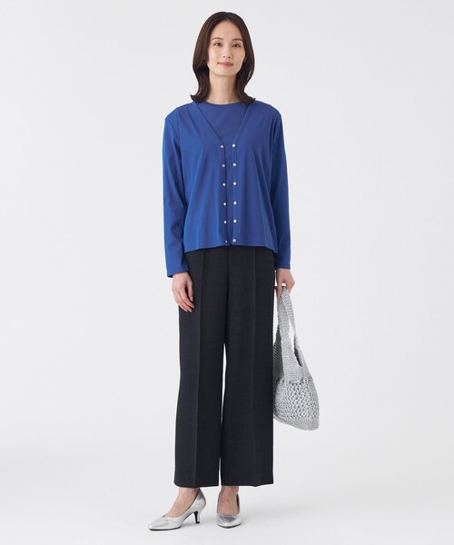 TRANS WORK(トランスワーク)の「【L】【接触冷感・ウォッシャブル】コットンフライスカットソー(Tシャツ/カットソー・レディース・ブルー系その他4/イエロー・46/44)」の4枚目の写真