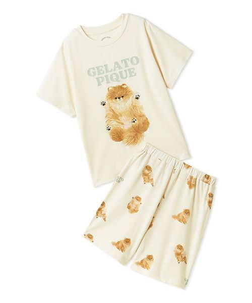 JUNIOR】ドッグTシャツ&ショートパンツセット（ルームウェア/パジャマ