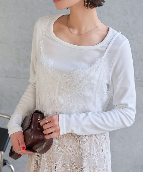 KOBE LETTUCE（コウベレタス）の「[ 選べる2タイプ ] スムースカットソーロンT（Tシャツ/カットソー・レディース・オフホワイト/アイボリー系1/アイボリー系/ブラック系/ホワイト系/ブラック・M/M1）」の8枚目の写真