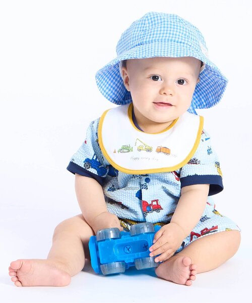 Ampersand(アンパサンド)の「【リンク】はたらく車柄ロンパス(ロンパース・キッズ・サックスブルー/アイボリー・60/80/70)」の3枚目の写真