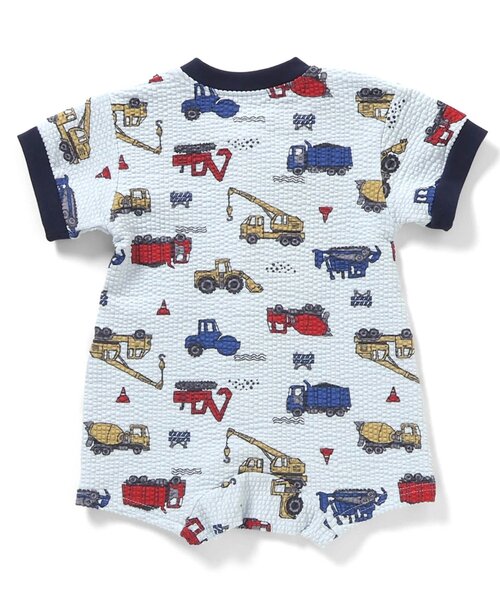 Ampersand(アンパサンド)の「【リンク】はたらく車柄ロンパス(ロンパース・キッズ・サックスブルー/アイボリー・60/80/70)」の4枚目の写真