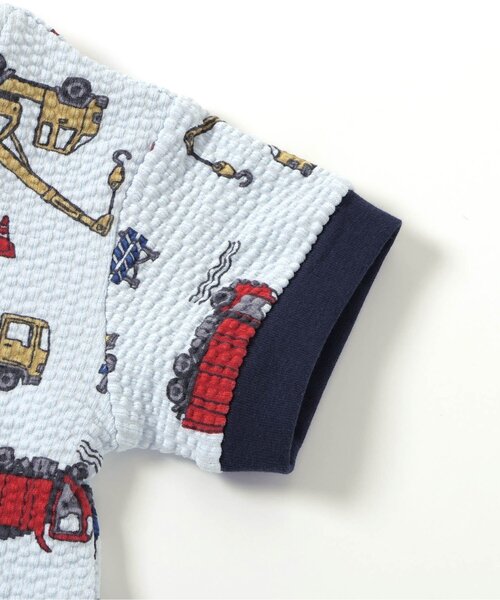 Ampersand(アンパサンド)の「【リンク】はたらく車柄ロンパス(ロンパース・キッズ・サックスブルー/アイボリー・60/80/70)」の6枚目の写真