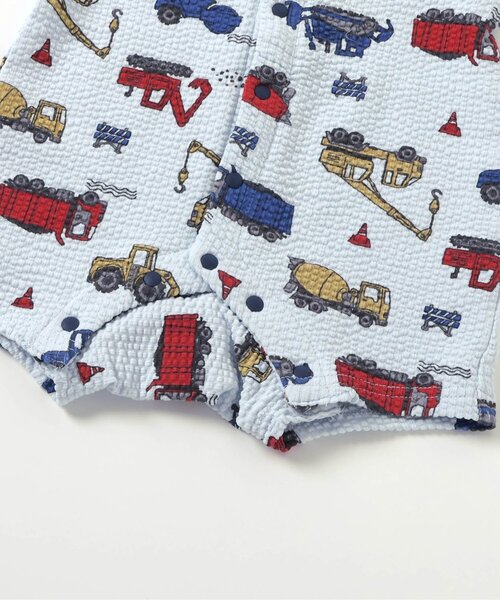 Ampersand(アンパサンド)の「【リンク】はたらく車柄ロンパス(ロンパース・キッズ・サックスブルー/アイボリー・60/80/70)」の7枚目の写真