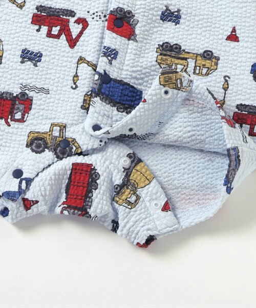 Ampersand(アンパサンド)の「【リンク】はたらく車柄ロンパス(ロンパース・キッズ・サックスブルー/アイボリー・60/80/70)」の8枚目の写真