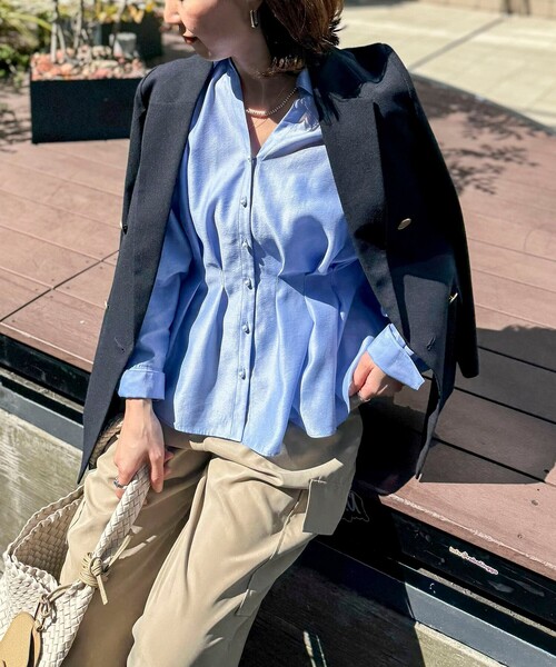 NOLLEY’S（ノーリーズ）の「ウォッシャブル麻調スラブWジャケット（テーラードジャケット・レディース・ネイビー/ベージュ・34/36/38/40）」の7枚目の写真