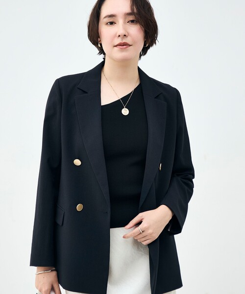 NOLLEY’S（ノーリーズ）の「ウォッシャブル麻調スラブWジャケット（テーラードジャケット・レディース・ネイビー/ベージュ・34/36/38/40）」の9枚目の写真