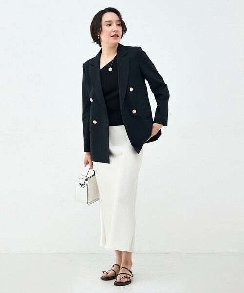 NOLLEY’S（ノーリーズ）の「ウォッシャブル麻調スラブWジャケット（テーラードジャケット・レディース・ネイビー/ベージュ・34/36/38/40）」の10枚目の写真