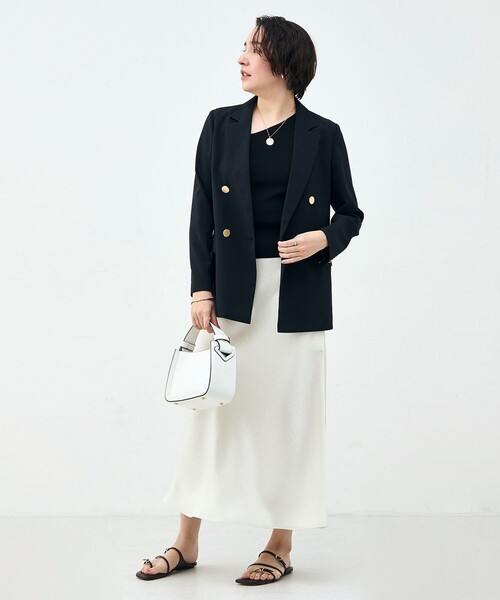 NOLLEY’S（ノーリーズ）の「ウォッシャブル麻調スラブWジャケット（テーラードジャケット・レディース・ネイビー/ベージュ・34/36/38/40）」の11枚目の写真