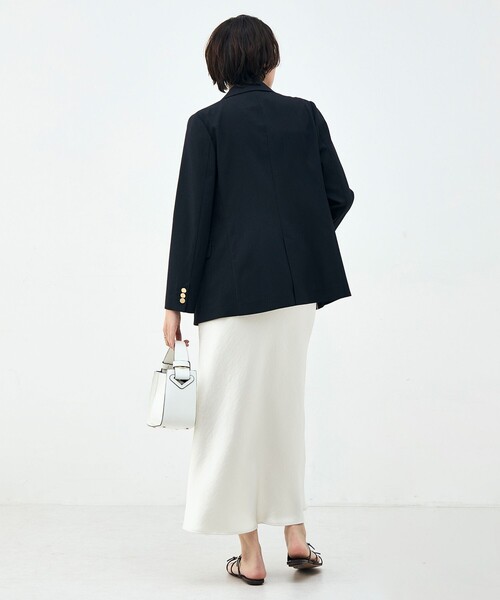 NOLLEY’S（ノーリーズ）の「ウォッシャブル麻調スラブWジャケット（テーラードジャケット・レディース・ネイビー/ベージュ・34/36/38/40）」の12枚目の写真