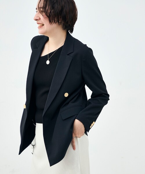 NOLLEY’S（ノーリーズ）の「ウォッシャブル麻調スラブWジャケット（テーラードジャケット・レディース・ネイビー/ベージュ・34/36/38/40）」の16枚目の写真