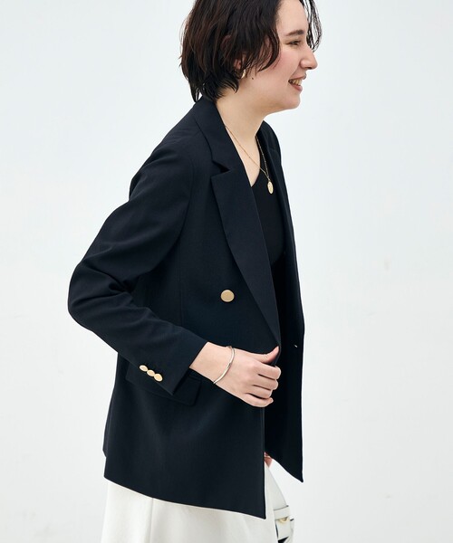 NOLLEY’S（ノーリーズ）の「ウォッシャブル麻調スラブWジャケット（テーラードジャケット・レディース・ネイビー/ベージュ・34/36/38/40）」の18枚目の写真