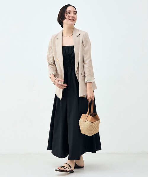 NOLLEY’S（ノーリーズ）の「ウォッシャブル麻調スラブWジャケット（テーラードジャケット・レディース・ネイビー/ベージュ・34/36/38/40）」の21枚目の写真