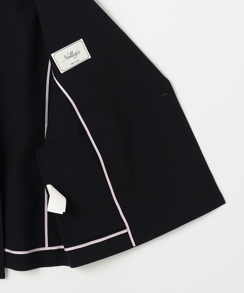 NOLLEY’S（ノーリーズ）の「ウォッシャブル麻調スラブWジャケット（テーラードジャケット・レディース・ネイビー/ベージュ・34/36/38/40）」の3枚目の写真