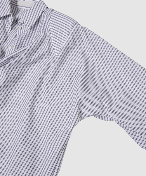 YOHEI OHNO（ヨウヘイオオノ）の「Shoulder Draped Shirt（シャツ/ブラウス・レディース・ホワイト/ストライプ・36）」の6枚目の写真