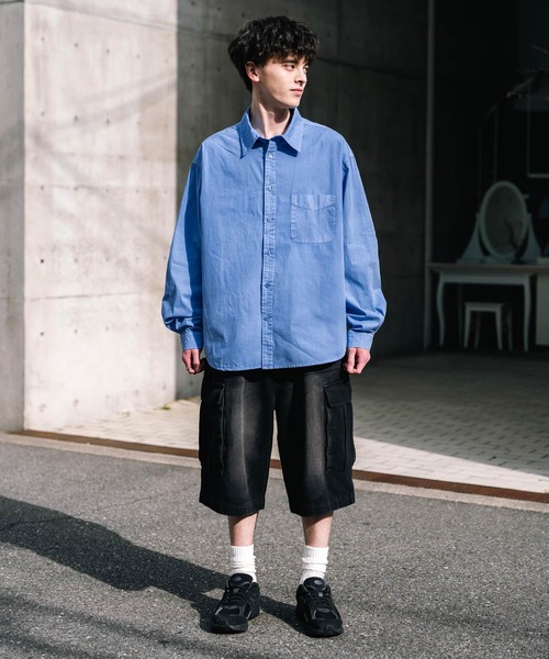 Rocky Monroe（ロッキーモンロー）の「ケミカルウォッシュ オーバーダイ ワイドデニムカーゴハーフパンツ（デニムパンツ・メンズ・ブラウン/ライトブラック/インディゴブルー/ブラック/パープル/ケミカルウォッシュ・M/L/XL）」の8枚目の写真