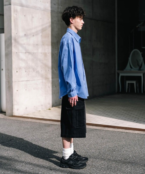 Rocky Monroe（ロッキーモンロー）の「ケミカルウォッシュ オーバーダイ ワイドデニムカーゴハーフパンツ（デニムパンツ・メンズ・ブラウン/ライトブラック/インディゴブルー/ブラック/パープル/ケミカルウォッシュ・M/L/XL）」の9枚目の写真
