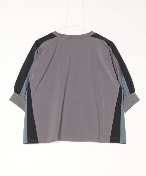 A.N.L（エーエヌエル　レーベル）の「A.N.L 異素材切り替え配色半袖プルオーバー（Tシャツ/カットソー・レディース・チャコールグレー/オフホワイト/ブラック・38）」の4枚目の写真