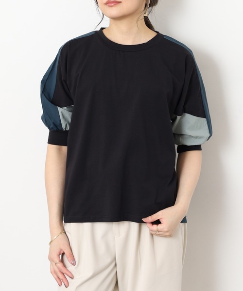 A.N.L（エーエヌエル　レーベル）の「A.N.L 異素材切り替え配色半袖プルオーバー（Tシャツ/カットソー・レディース・チャコールグレー/オフホワイト/ブラック・38）」の12枚目の写真