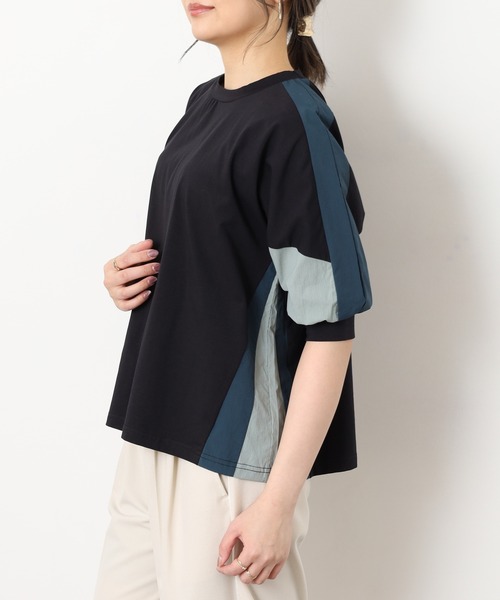 A.N.L（エーエヌエル　レーベル）の「A.N.L 異素材切り替え配色半袖プルオーバー（Tシャツ/カットソー・レディース・チャコールグレー/オフホワイト/ブラック・38）」の15枚目の写真