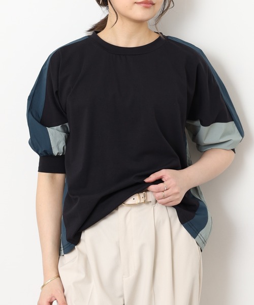 A.N.L（エーエヌエル　レーベル）の「A.N.L 異素材切り替え配色半袖プルオーバー（Tシャツ/カットソー・レディース・チャコールグレー/オフホワイト/ブラック・38）」の16枚目の写真