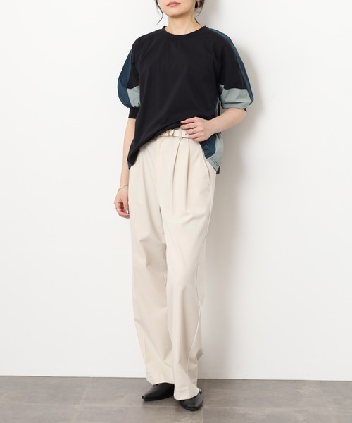 A.N.L（エーエヌエル　レーベル）の「A.N.L 異素材切り替え配色半袖プルオーバー（Tシャツ/カットソー・レディース・チャコールグレー/オフホワイト/ブラック・38）」の17枚目の写真