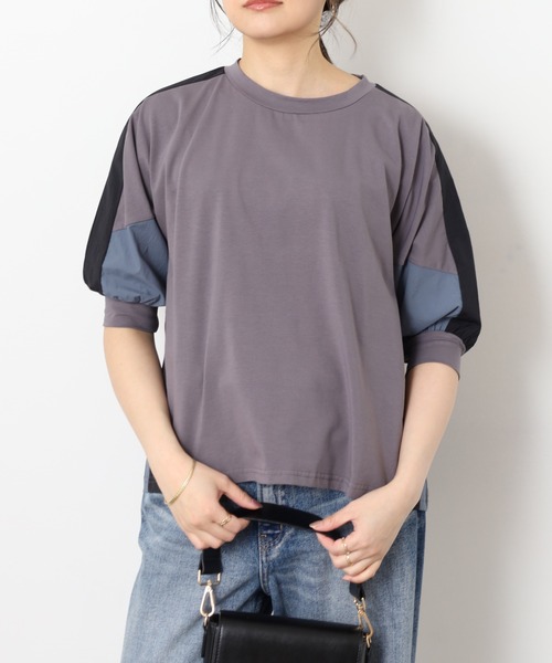 A.N.L（エーエヌエル　レーベル）の「A.N.L 異素材切り替え配色半袖プルオーバー（Tシャツ/カットソー・レディース・チャコールグレー/オフホワイト/ブラック・38）」の19枚目の写真