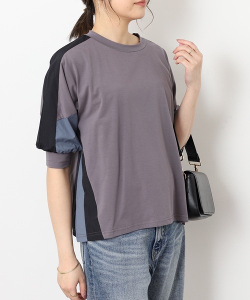 A.N.L（エーエヌエル　レーベル）の「A.N.L 異素材切り替え配色半袖プルオーバー（Tシャツ/カットソー・レディース・チャコールグレー/オフホワイト/ブラック・38）」の20枚目の写真