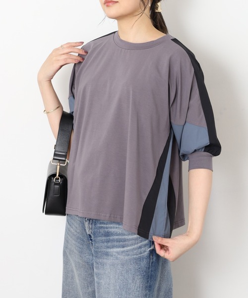 A.N.L（エーエヌエル　レーベル）の「A.N.L 異素材切り替え配色半袖プルオーバー（Tシャツ/カットソー・レディース・チャコールグレー/オフホワイト/ブラック・38）」の21枚目の写真