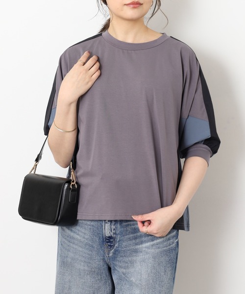 A.N.L（エーエヌエル　レーベル）の「A.N.L 異素材切り替え配色半袖プルオーバー（Tシャツ/カットソー・レディース・チャコールグレー/オフホワイト/ブラック・38）」の22枚目の写真