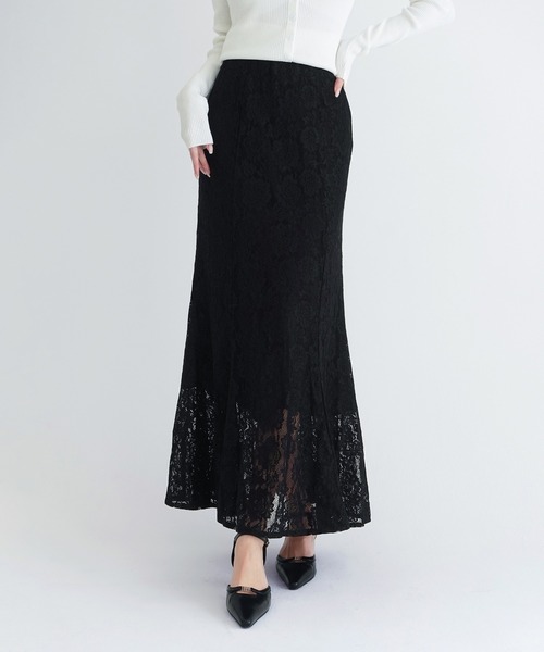 by muni:r(バイ ムニール)の「レース マーメイド ロングスカート(スカート・レディース・ホワイト/ブラック・SMALL/MEDIUM)」の1枚目の写真