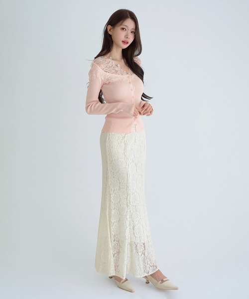 by muni:r(バイ ムニール)の「レース マーメイド ロングスカート(スカート・レディース・ホワイト/ブラック・SMALL/MEDIUM)」の4枚目の写真