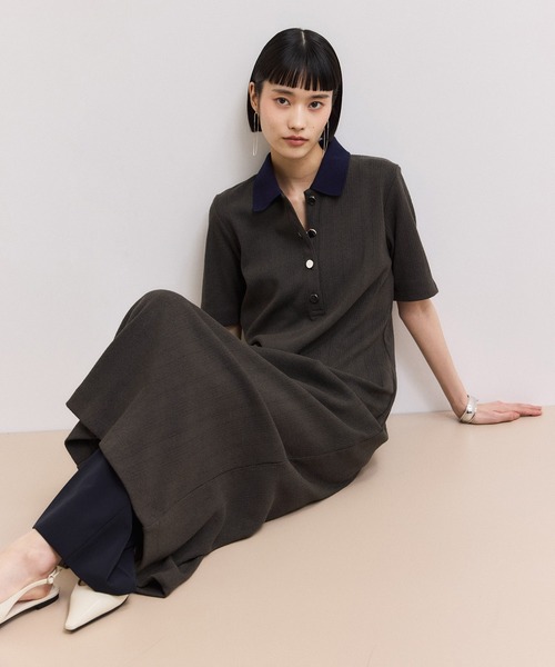 ADAM ET ROPE'(アダムエロペ)の「【WEB限定】ハーフスリーブポロシャツワンピース(ワンピース・レディース・ブラック/ブルー系その他/レッド/チャコールグレー・S/M)」の3枚目の写真