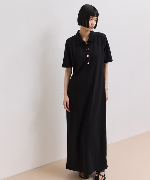 ADAM ET ROPE'(アダムエロペ)の「【WEB限定】ハーフスリーブポロシャツワンピース(ワンピース・レディース・ブラック/ブルー系その他/レッド/チャコールグレー・S/M)」の2枚目の写真