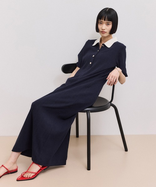 ADAM ET ROPE'(アダムエロペ)の「【WEB限定】ハーフスリーブポロシャツワンピース(ワンピース・レディース・ブラック/ブルー系その他/レッド/チャコールグレー・S/M)」の5枚目の写真