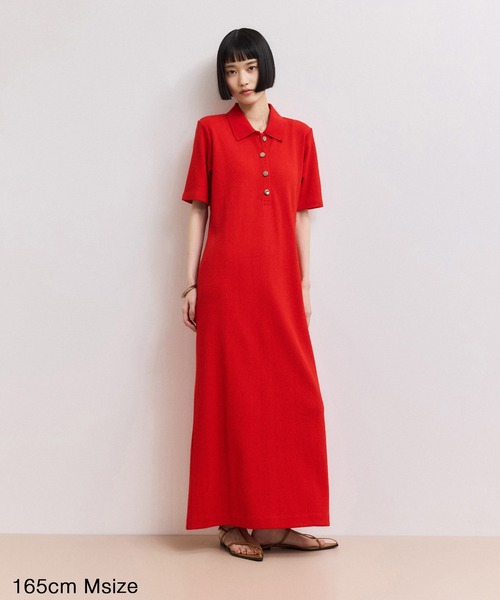 ADAM ET ROPE'(アダムエロペ)の「【WEB限定】ハーフスリーブポロシャツワンピース(ワンピース・レディース・ブラック/ブルー系その他/レッド/チャコールグレー・S/M)」の6枚目の写真