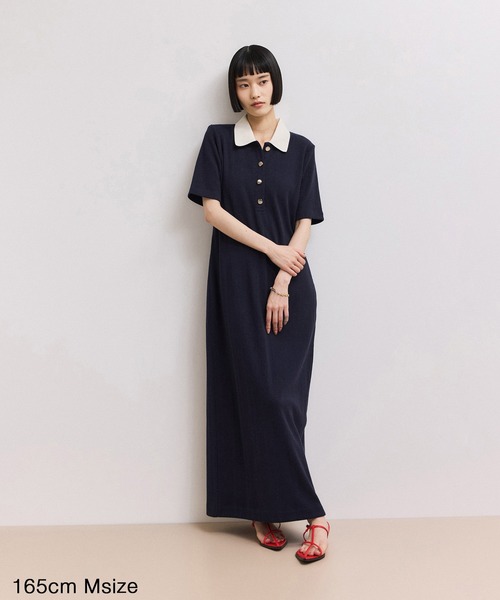 ADAM ET ROPE'(アダムエロペ)の「【WEB限定】ハーフスリーブポロシャツワンピース(ワンピース・レディース・ブラック/ブルー系その他/レッド/チャコールグレー・S/M)」の8枚目の写真