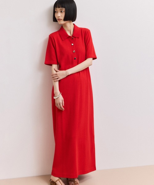 ADAM ET ROPE'(アダムエロペ)の「【WEB限定】ハーフスリーブポロシャツワンピース(ワンピース・レディース・ブラック/ブルー系その他/レッド/チャコールグレー・S/M)」の15枚目の写真