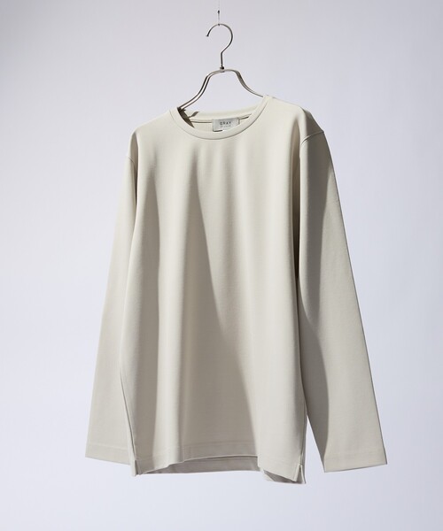 ABAHOUSE GRAY（アバハウスグレイ）の「【SMART CLOSET】抗菌防臭 ポンチクルーネック 長袖Tシャツ（Tシャツ/カットソー・メンズ・ブラック/グレイッシュベージュ/ホワイト/ライトグレー/ネイビー・46/48/50）」の4枚目の写真