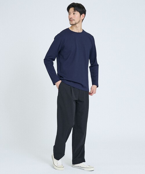ABAHOUSE GRAY(アバハウスグレイ)の「【SMART CLOSET】抗菌防臭 ポンチクルーネック 長袖Tシャツ(Tシャツ/カットソー・メンズ・ブラック/グレイッシュベージュ/ホワイト/ライトグレー/ネイビー・46/48/50)」の17枚目の写真