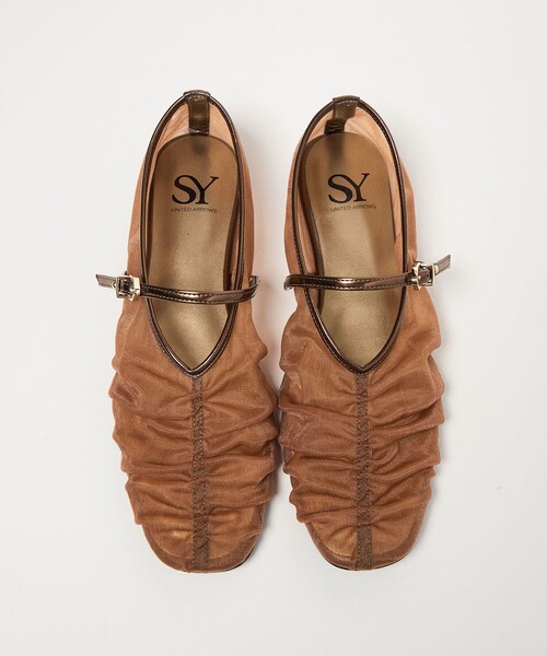 SY UNITED ARROWS（シーユナイテッドアローズ）の「＜SY＞シースルーギャザーベルトフラット10↑（パンプス・レディース・ブラウン/ブラック/ホワイト/ケリーグリーン・22.5cm/25cm/24.5cm/24cm/23.5cm/23cm/22cm）」の4枚目の写真
