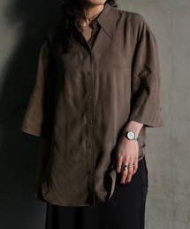 Ameri(�A����)��WIDE CUFFS SLEEVE CUPRO BLOUSE(�V���c/�u���E�X)