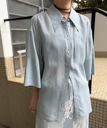 Ameri(�A����)��WIDE CUFFS SLEEVE CUPRO BLOUSE(�V���c/�u���E�X)