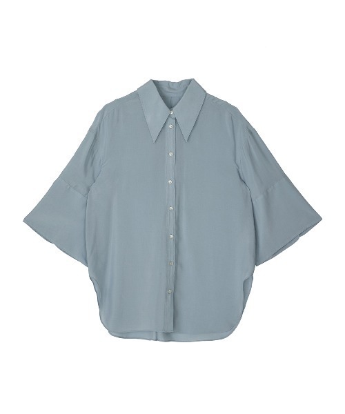 Ameri（アメリ）の「WIDE CUFFS SLEEVE CUPRO BLOUSE（シャツ/ブラウス・レディース・ブラウン/インディゴブルー/アイボリー・FREE）」の13枚目の写真