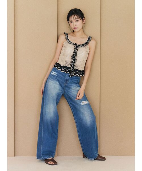 LAGUNAMOON（ラグナムーン）の「リップドデニムパンツ（デニムパンツ・レディース・グレー/ブルー・SMALL/MEDIUM）」の5枚目の写真