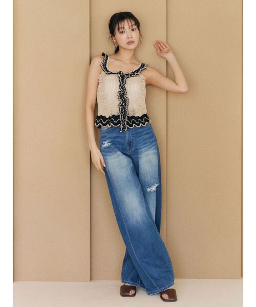 LAGUNAMOON（ラグナムーン）の「リップドデニムパンツ（デニムパンツ・レディース・グレー/ブルー・SMALL/MEDIUM）」の7枚目の写真