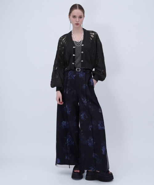 HARE（ハレ）の「スカシアミチャイナニットカーディガン(HARE)（カーディガン/ボレロ・レディース・ブラック/ブルー/グレー・FREE）」の4枚目の写真