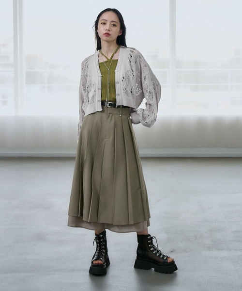 HARE（ハレ）の「スカシアミチャイナニットカーディガン(HARE)（カーディガン/ボレロ・レディース・ブラック/ブルー/グレー・FREE）」の6枚目の写真