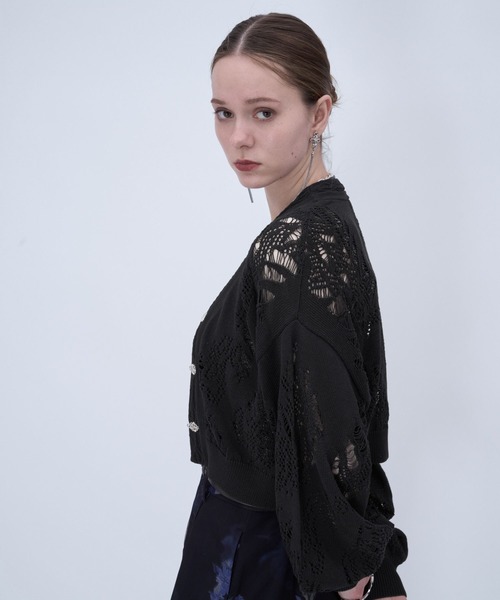 HARE（ハレ）の「スカシアミチャイナニットカーディガン(HARE)（カーディガン/ボレロ・レディース・ブラック/ブルー/グレー・FREE）」の12枚目の写真