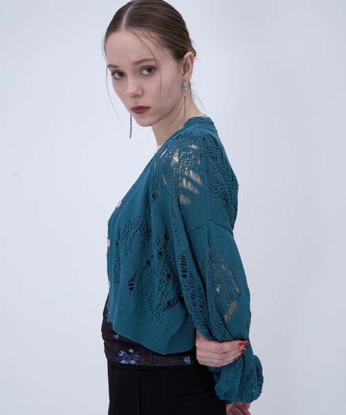 HARE（ハレ）の「スカシアミチャイナニットカーディガン(HARE)（カーディガン/ボレロ・レディース・ブラック/ブルー/グレー・FREE）」の13枚目の写真