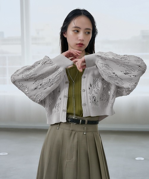 HARE（ハレ）の「スカシアミチャイナニットカーディガン(HARE)（カーディガン/ボレロ・レディース・ブラック/ブルー/グレー・FREE）」の16枚目の写真